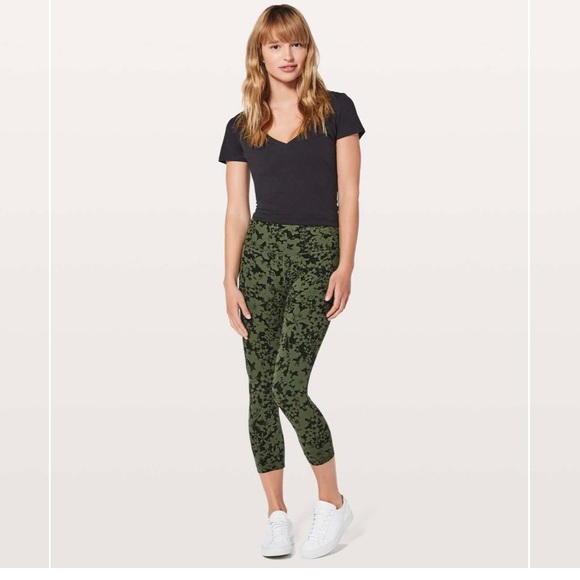 lululemon athletica Pants - Lululemon" Align Crop*21"Efflorescent"Barracks Green Black